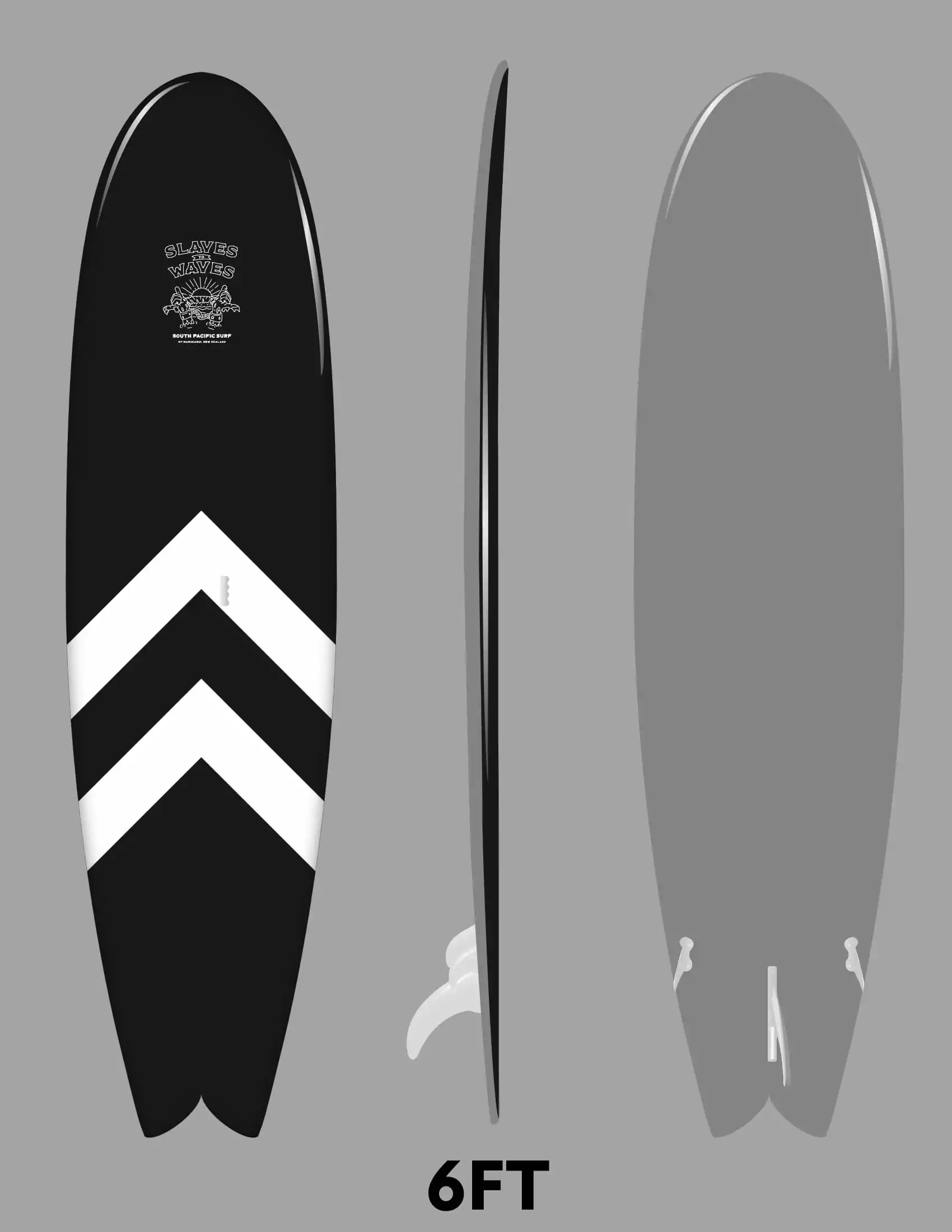 6ft "Slaves to waves" Foam Surf Board